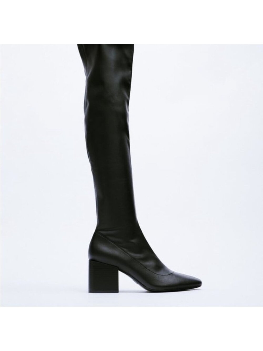 ZARA Women's Over the Knee Boots black block heel 5.5 business casual office